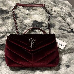 Steve Madden Dark Red Velvet Shoulder Bag
